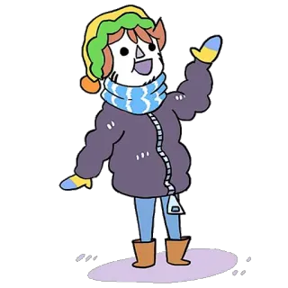 👋 겨울, 만화, 사람, 모자, 스카프, 재킷 telegram sticker