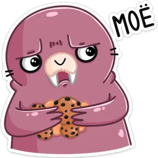 🍪 Moe morse, animal, dessin animé, mignon, biscuits, collation telegram sticker