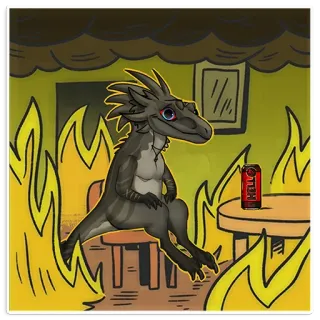 🙂 Hell fire, furry, anthropomorphic, lizard, drinks telegram sticker
