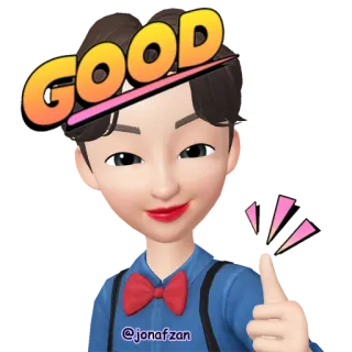 👍 GOOD bien, positivo, aprobación, emoji, lindo, dibujos animados, animación telegram sticker