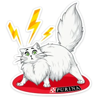 😳 PURINA แมว, กลัว, ฟ้าผ่า, Purina, สัตว์, สัตว์เลี้ยง, ตกใจ telegram sticker