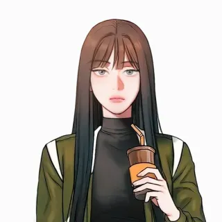 🥀 mujer, chica, anime, manga, dibujos animados, café, bebida telegram sticker
