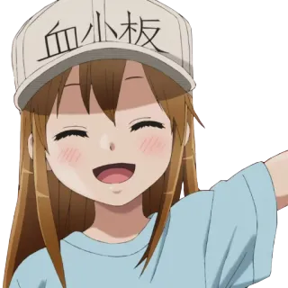 😌 Platelet Cells at Work! 血小板 cells at work, Anime, Plaqueta, Chapéu, Desenho animado, Kawaii, Fofo telegram sticker