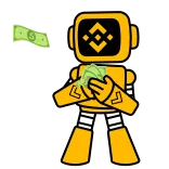 💵 binance, cryptocurrency, money, robot, cartoon whatsapp sticker