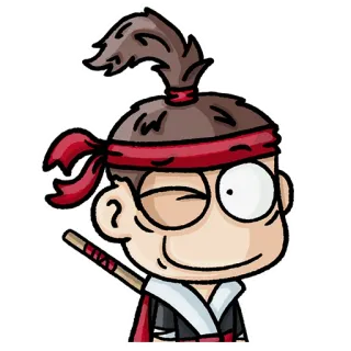😉 การ์ตูน, ตัวละคร, ศิลปะการต่อสู้, ดาบ, ผ้าคาดหัว, เอเชีย, นักสู้ telegram sticker