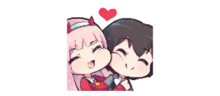 🤗 Zero Two Darling in the Franxx Anime, Niedlich, Liebe, Paar, Cartoon telegram sticker