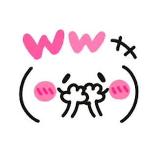 😊 WW mignon, kawaii, émoticône, rougir, rose, joyeux, dessin animé whatsapp sticker