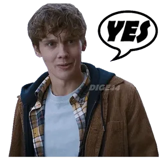 👍 YES adesivo, sim, concordância, masculino, retrato telegram sticker