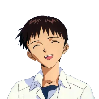 😄 Shinji Ikari Neon Genesis Evangelion Anime, Cartoon, Lächeln, Figur, Junge, Fröhlich whatsapp sticker