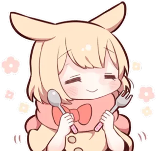 🍴 애니메이션, 귀여운, 카와이, 숟가락, 포크, 음식 telegram sticker