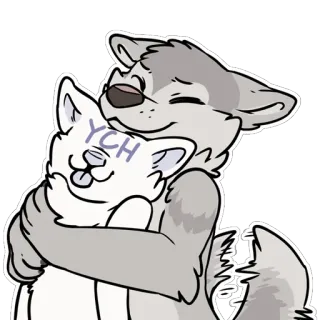 😊 YCH Anthro, Furry, Hond, Knuffel, Schattig, Liefdevol, Aanhankelijk telegram sticker