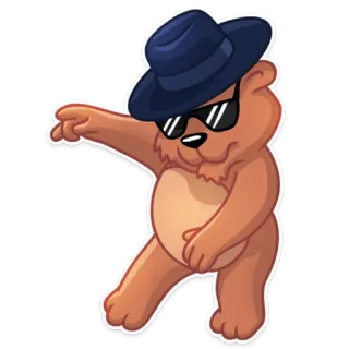 😎 urso, desenho animado, chapéu, óculos de sol, animal, adesivo whatsapp sticker