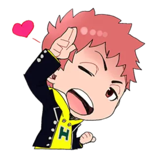 😉 Anime, Mangá, Desenho animado, Chibi, Piscadela, Coração, Personagem, Fofo whatsapp sticker