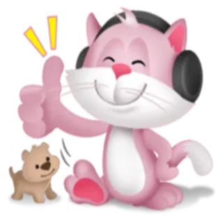 👍 gatto, pollice su, animale, carino, positivo, cane, cuffie telegram sticker