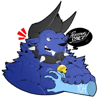 😤 PERSONAL SPACE! Furry, Monster, Persoonlijke ruimte, Creatuur, Cartoon, Illustratie telegram sticker