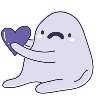 😚 призрак, сердце, грустный, милый, мультфильм telegram sticker