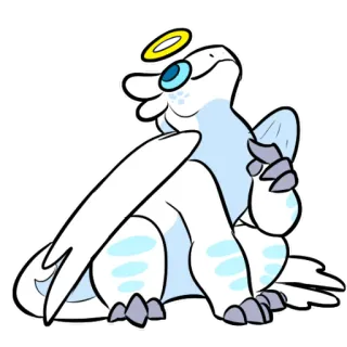 👼 dragon, ange, auréole, mignon, dessin animé, blanc telegram sticker