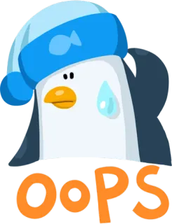 😓 OOPS pinguino, oops, cartone animato, triste, carino whatsapp sticker