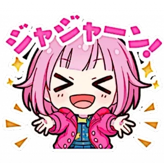 🪸 ジャジャーン！ ragazza anime, capelli rosa, scintillio, carino, allegro, manga, cartone animato telegram sticker