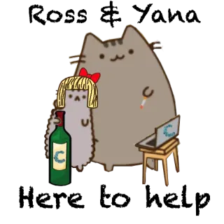 ❤ Pusheen gato, dibujos animados, lindo, ordenador, vino, gracioso, fiesta whatsapp sticker