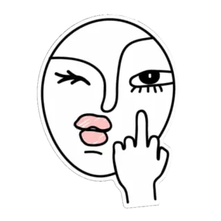 🖕 jari tengah, menyinggung, gestur, wajah, kartun whatsapp sticker
