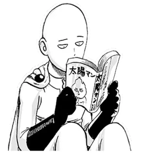 📕 Saitama One-Punch Man 太陽マン anime, manga, one-punch man, saitama, hero, reading telegram sticker