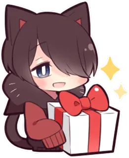 🎁 Anime, Gatto, Regalo, Carino, Cartone animato, Regalo, Kawaii, Adesivo whatsapp sticker