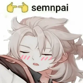 👉 semnpai anime, cute, cartoon, albedo, genshin impact, blush telegram sticker