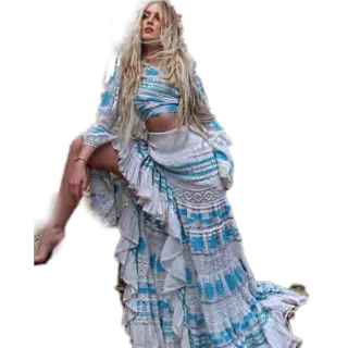 👸 mulher, vestido, azul, branco, loira, moda, retrato, pose whatsapp sticker