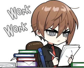 🤓 Work Work Anime, Desenho animado, Trabalho, Cansado, Escritório, Ocupado telegram sticker