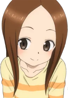 😏 Takagi Karakai Jōzu no Takagi-san anime, personaje, sonriendo, femenina, morena, Takagi-san telegram sticker