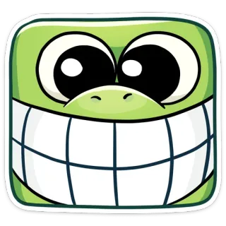 😁 cartoon, animal, character, mascot, smiling, green whatsapp sticker