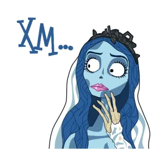 🙄 Emily Corpse Bride XM... 动画, 卡通, 新娘, 蓝头发, 电影, 万圣节 whatsapp sticker