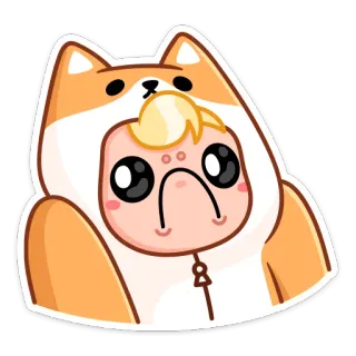 ☹️ мультфильм, стикер, собака, милый, сиба-ину, кигуруми telegram sticker