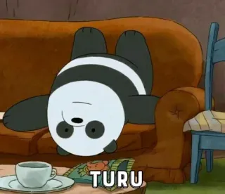 🤔 Panda We Bare Bears TURU panda, cartoon, laying, couch, lazy, funny whatsapp sticker