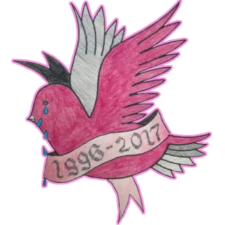 🐣 1996-2017 ptak, płacz, pamiątka, lata, różowy telegram sticker