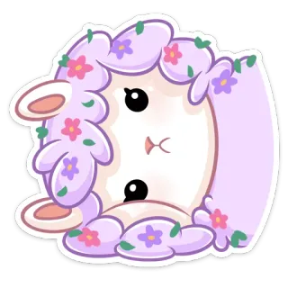 😕 pecora, carino, animale, fiore, floreale, kawaii whatsapp sticker