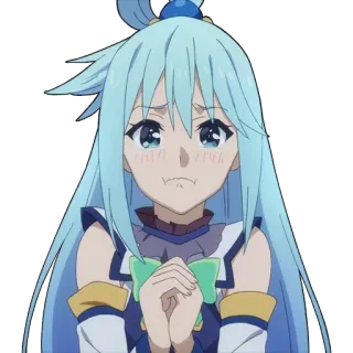 😢 Aqua Konosuba anime, cute, anime girl, konosuba, aqua, light blue hair telegram sticker