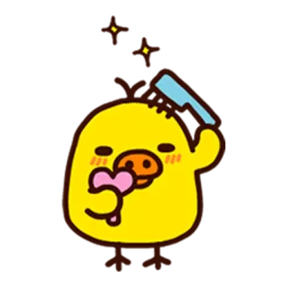 🛁 Cartone animato, Giallo, Anatra, Animale, Kawaii, Carino telegram sticker