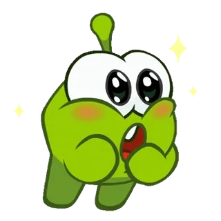 🤩 Om Nom Cut the Rope Om Nom, Cut the Rope, desenho animado, personagem de jogo, verde, monstro whatsapp sticker