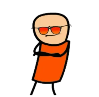 😎 火柴人, 太阳镜, 橙色, 酷, 卡通 whatsapp sticker