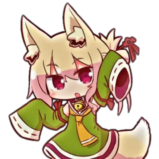 🙌 anime, fox girl, kemonomimi, cute, kawaii, manga telegram sticker
