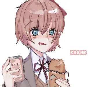 😋 хаваю anime, cartoon, food, eating, illustration, drink telegram sticker