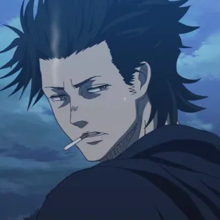 ☘️ Yami Sukehiro Black Clover Anime, Manga, Cigarette, Yami Sukehiro, Black Clover, Fumer telegram sticker