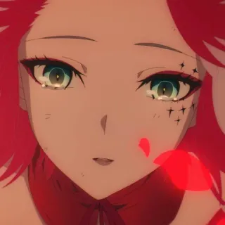 🥀 anime, piangere, capelli rossi, triste, scintille, donna telegram sticker