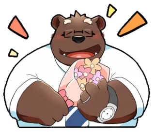 😃 bear, flowers, cartoon, cute, bouquet whatsapp sticker