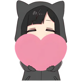 🫶 アニメ, 猫耳, ハート, 可愛い, 愛, 漫画 whatsapp sticker