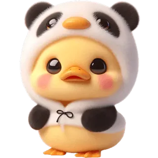 🥹 lindo, pato, panda, dibujos animados, animal telegram sticker