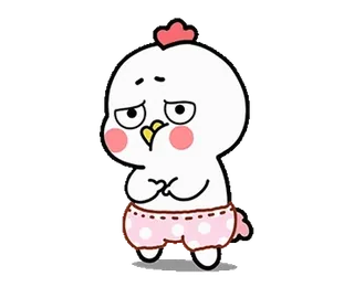 ☹️ ไก่, น่ารัก, การ์ตูน, นก, สัตว์, กางเกงขาสั้นสีชมพู telegram sticker
