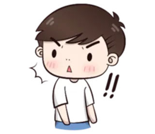🙀 !! bravo, menino, desenho animado, chateado, exclamação telegram sticker